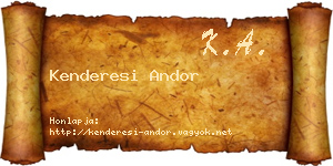 Kenderesi Andor névjegykártya