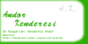 andor kenderesi business card